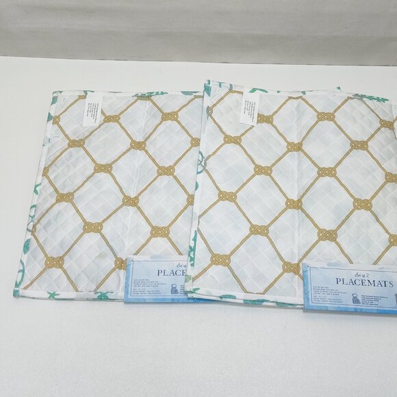 Best Brands Reversible Quilted Placemats - 4 Total Coastal Sea Shell 13"x18" NWT - Picture 3 of 8